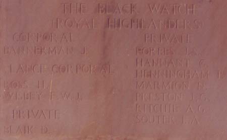 Black Watch soldiers, Madras Memorial 1914-1918