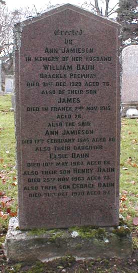 Daun family headstone at Premnay