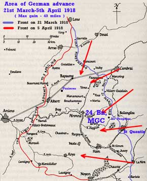 Area of german advance, Spring 1918