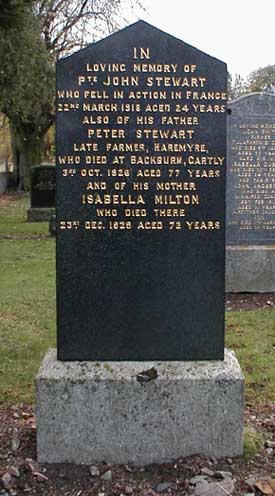 Stewart headstone at Gartly Kirkyard