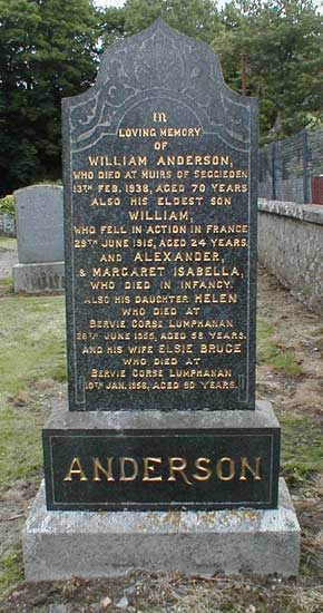 Anderson family headstone at Clatt