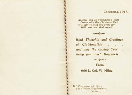 Gordon Highlanders Christmas Card 1915