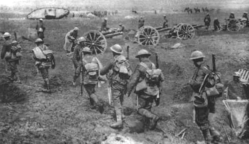 British soldiers moving forward near Arras