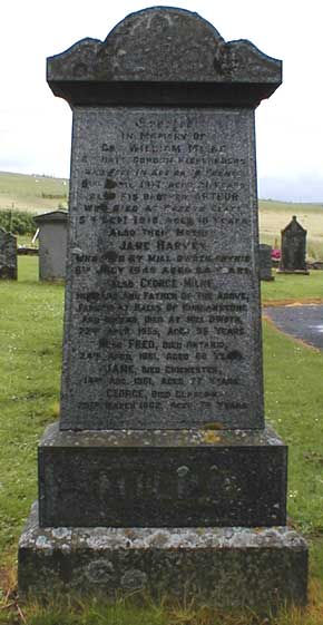 Milne family headstone at Leslie
