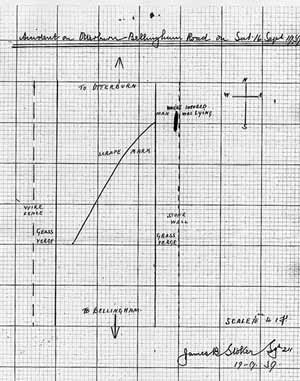 Plan of accident scene near Otterburn