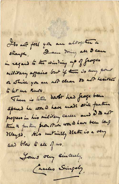 Major Slingsby's letter