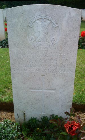 James Calder headstone Peronne