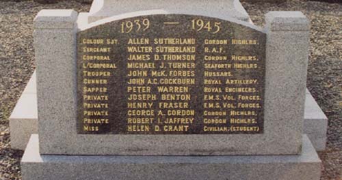 Rhynie WW2 War Memorial